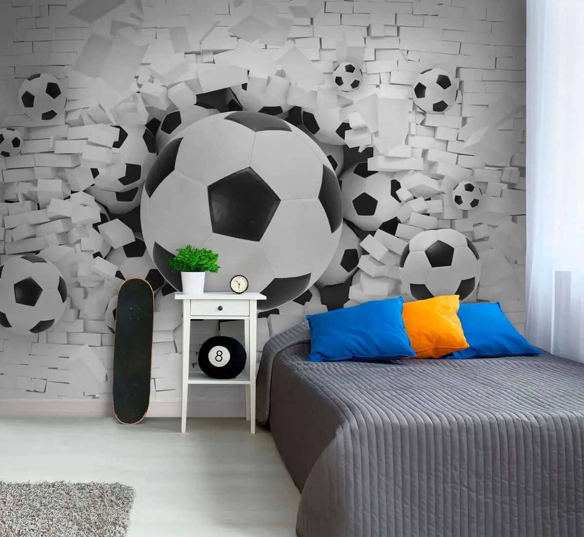 murales de pared Balón de fútbol rompe la pared u70633