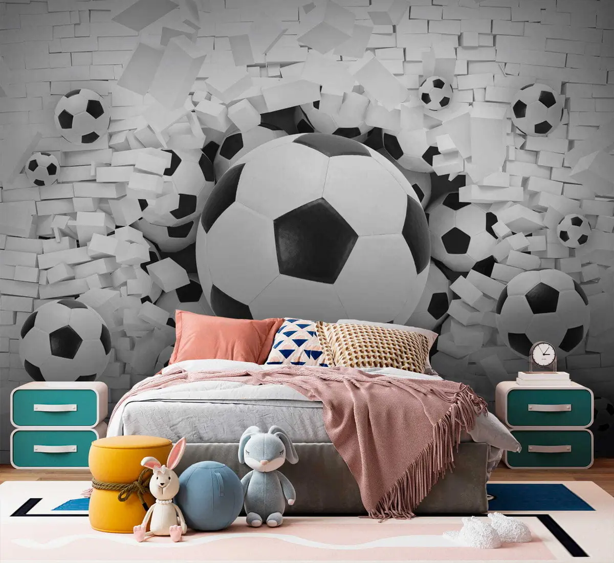 murales de pared Balón de fútbol rompe la pared u70633