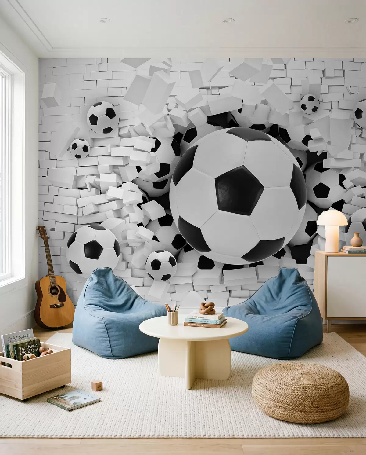 murales de pared Balón de fútbol rompe la pared u70633
