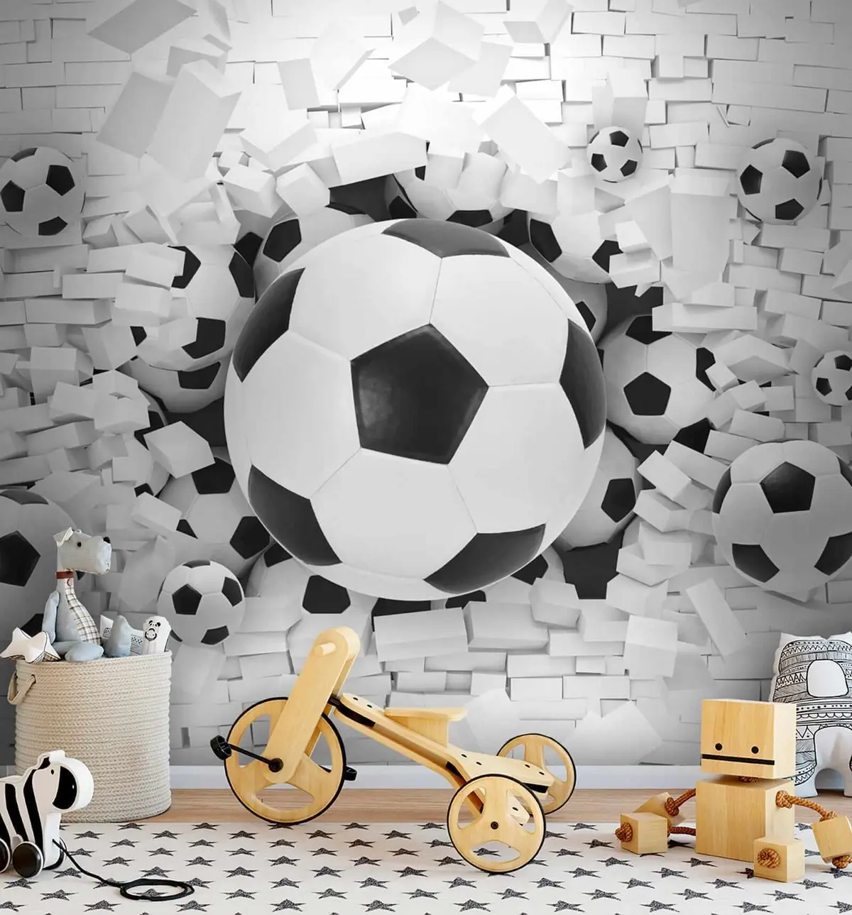 murales de pared Balón de fútbol rompe la pared u70633