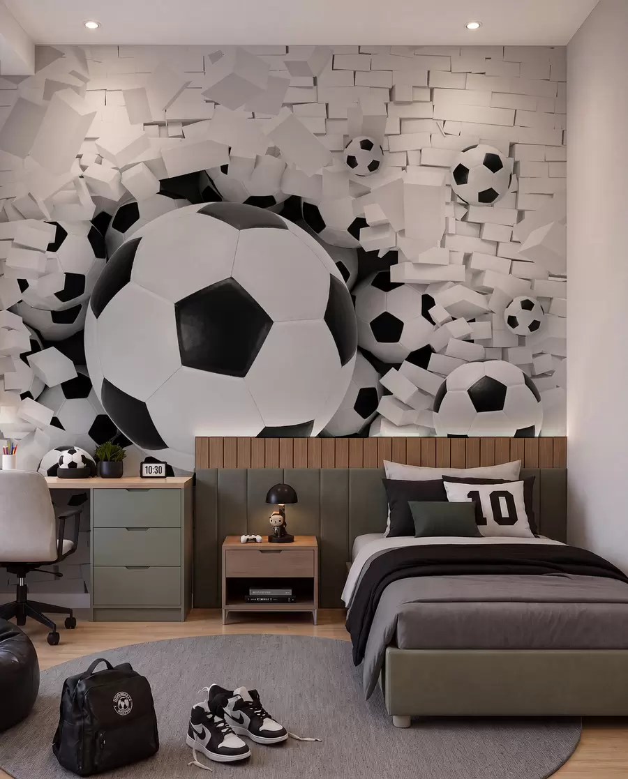 murales de pared Balón de fútbol rompe la pared u70633