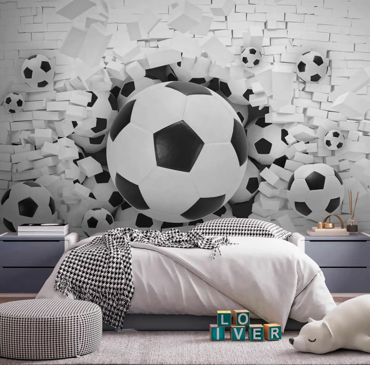 murales de pared Balón de fútbol rompe la pared u70633