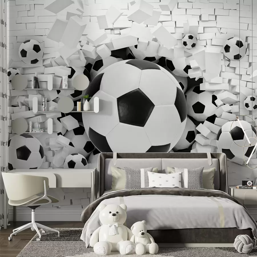 murales de pared Balón de fútbol rompe la pared u70633