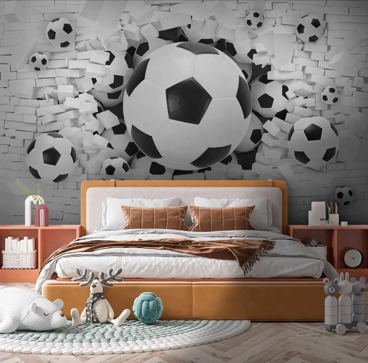 murales de pared Balón de fútbol rompe la pared u70633