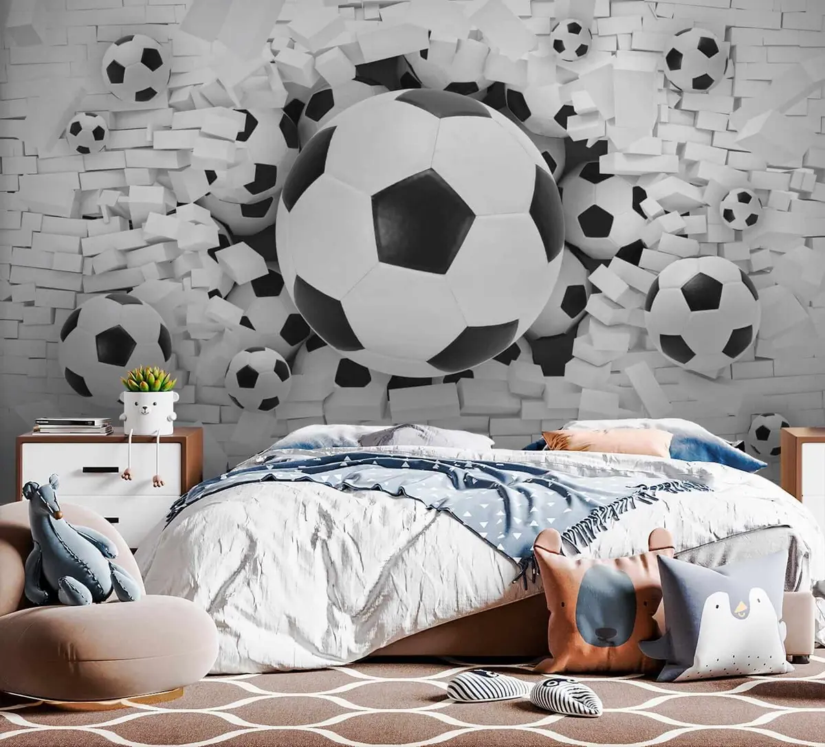 murales de pared Balón de fútbol rompe la pared u70633