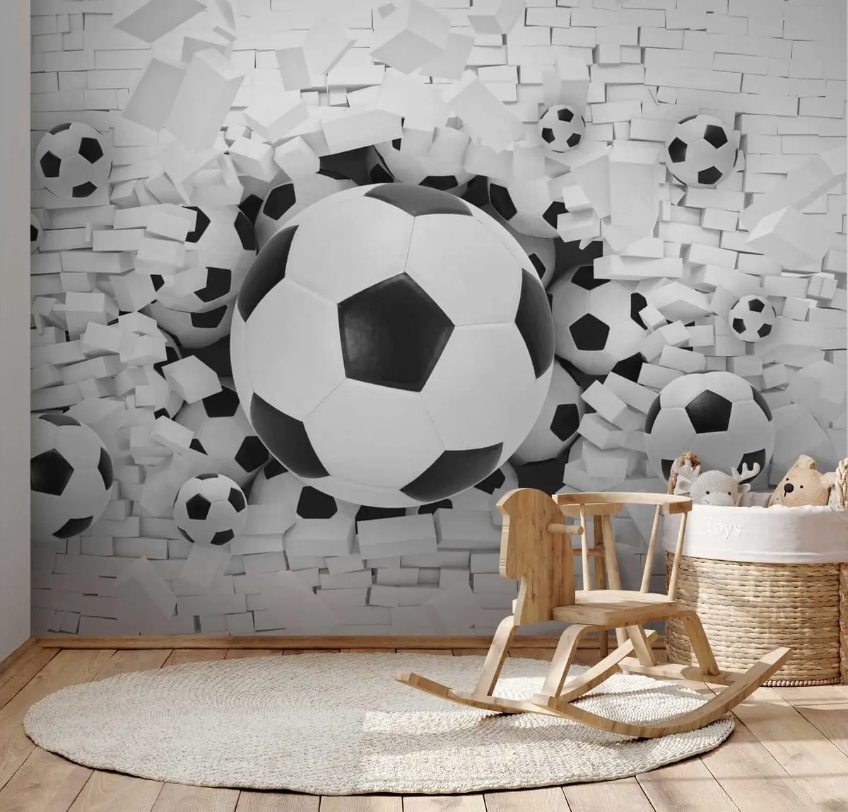 murales de pared Balón de fútbol rompe la pared u70633
