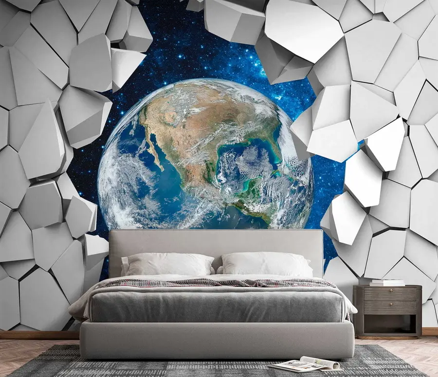 murales de pared Pared 3D y planeta u77808