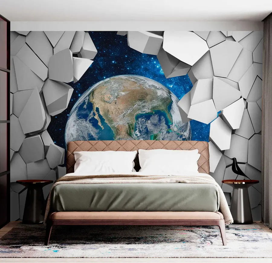 murales de pared Pared 3D y planeta u77808