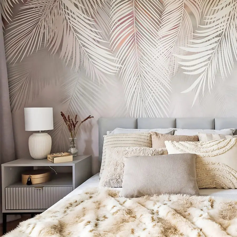 murales de pared Hojas de palma gris u48556