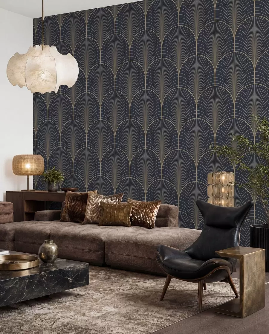 murales de pared Abanicos dorados art déco u53246
