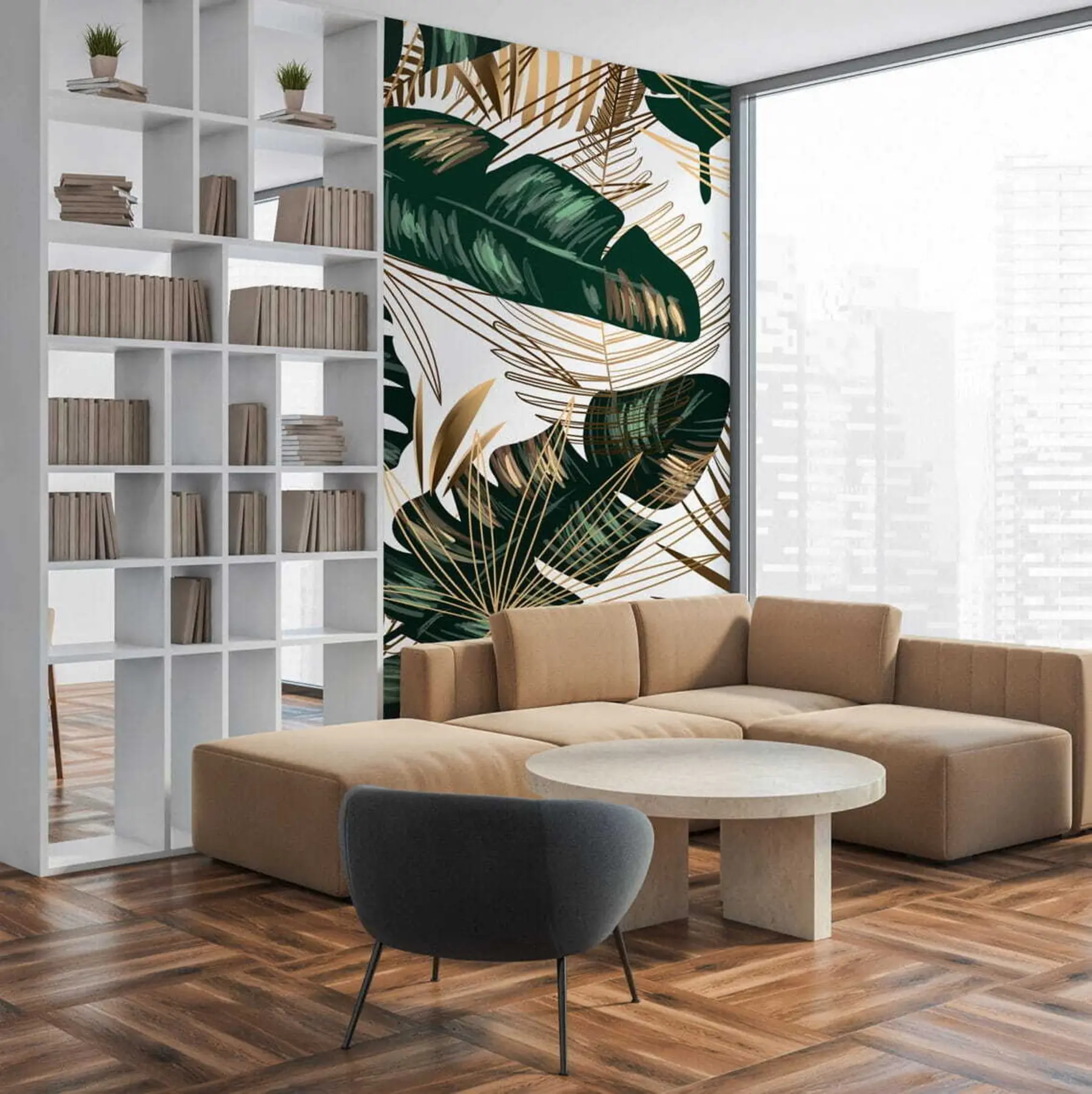 murales de pared Hojas de plátano y hojas de palma u53279