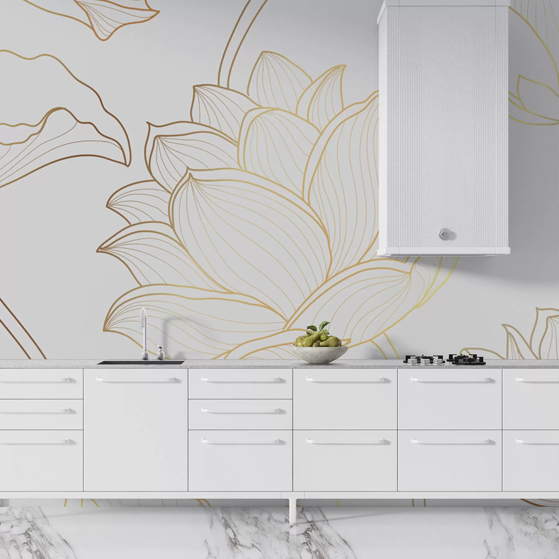 murales de pared Arte lineal del loto u58166