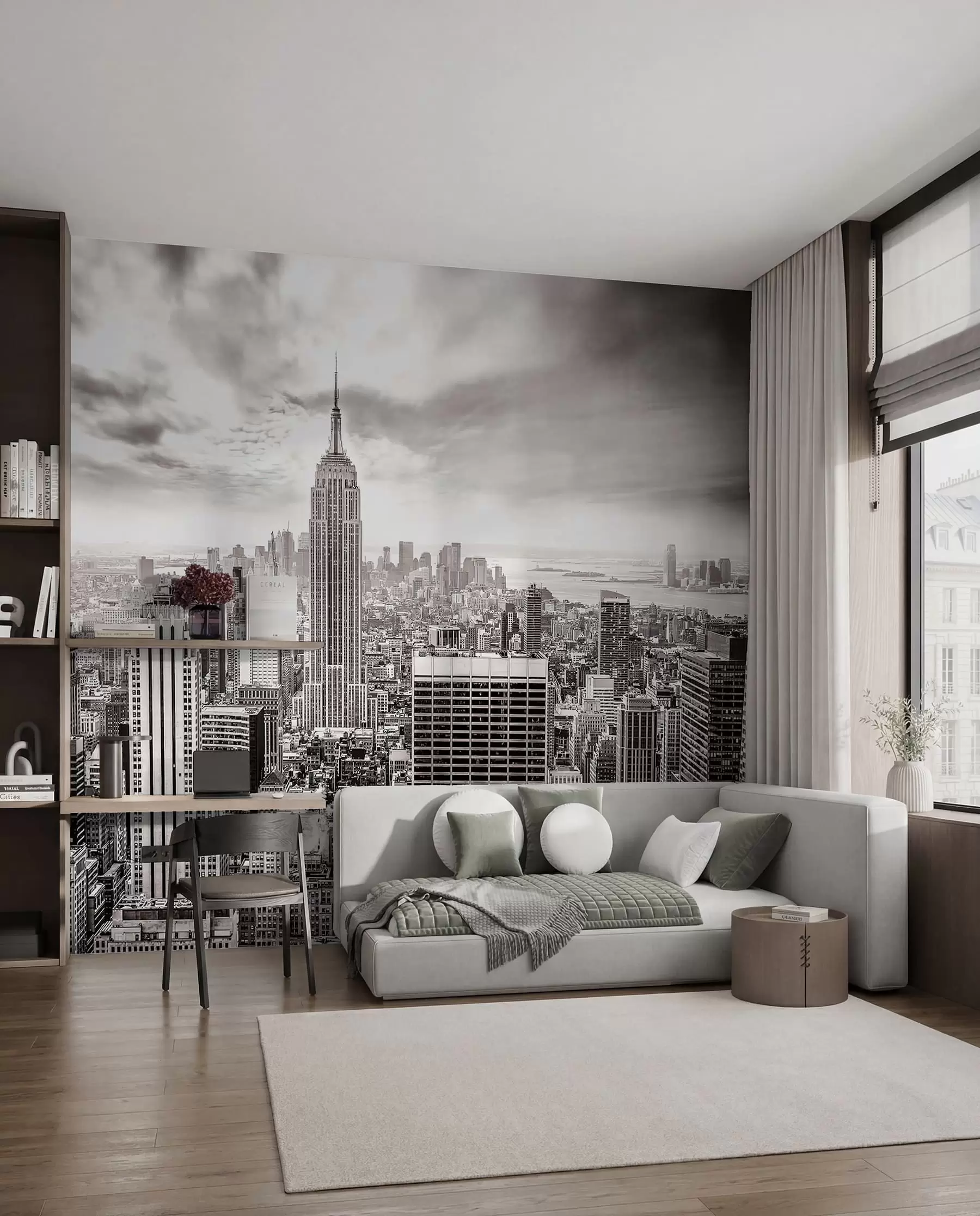 murales de pared Manhattan en monocromo u58762