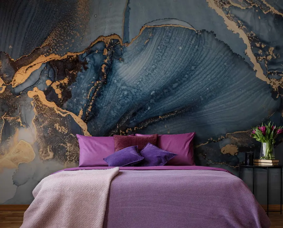 murales de pared Arte abstracto azul, mármol, fluido u70781