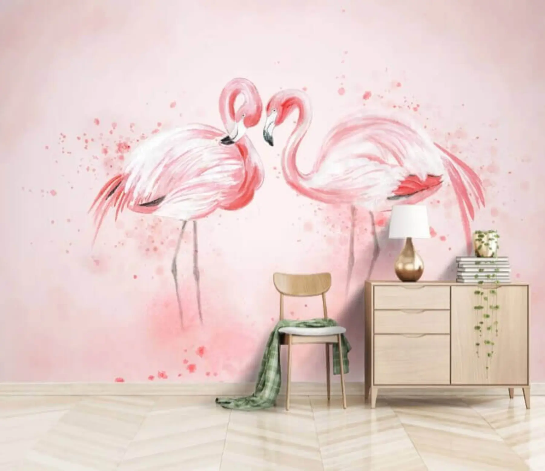 murales de pared Ave, flamenco y arte u24388