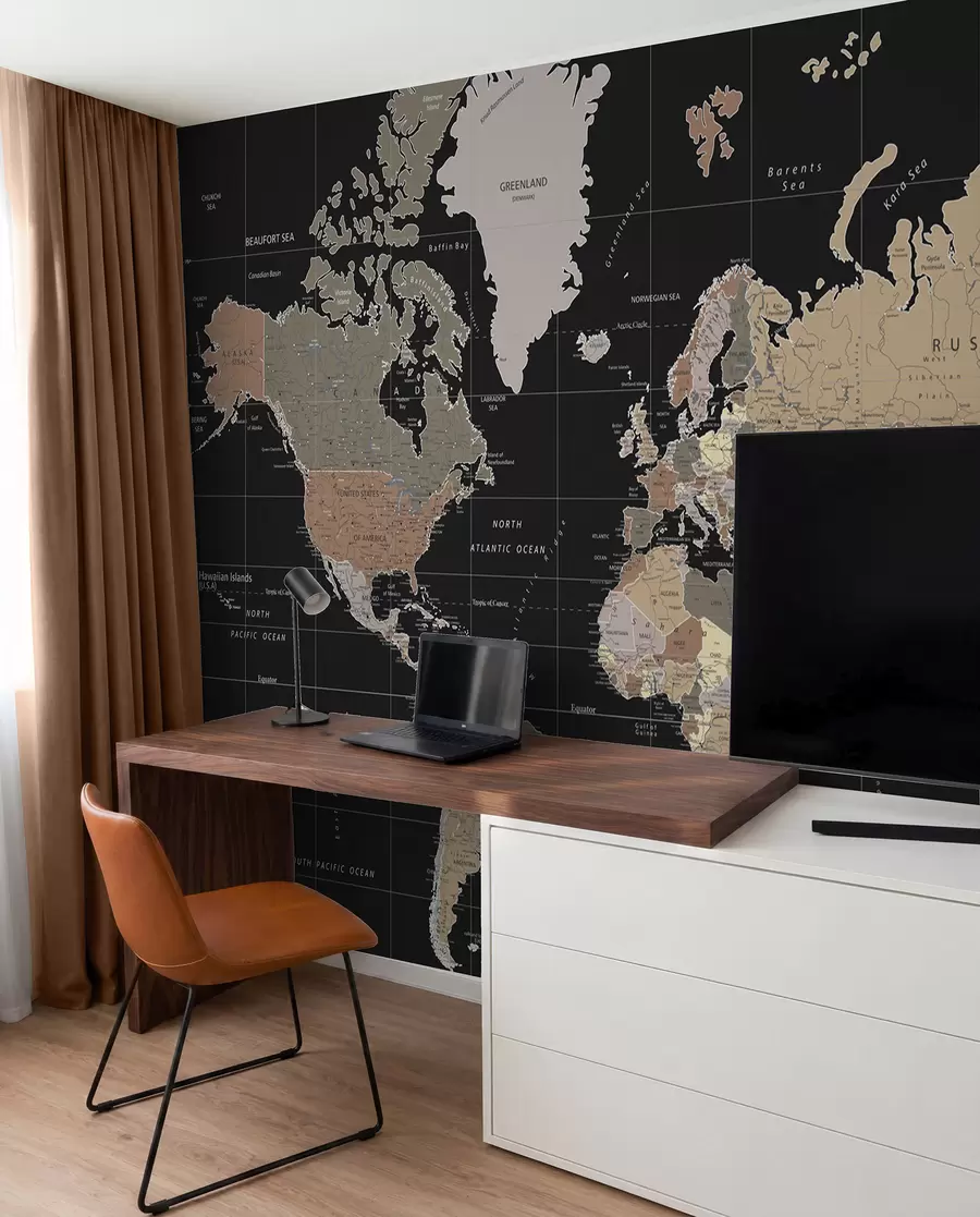 murales de pared Mapa detallado del mundo u99477