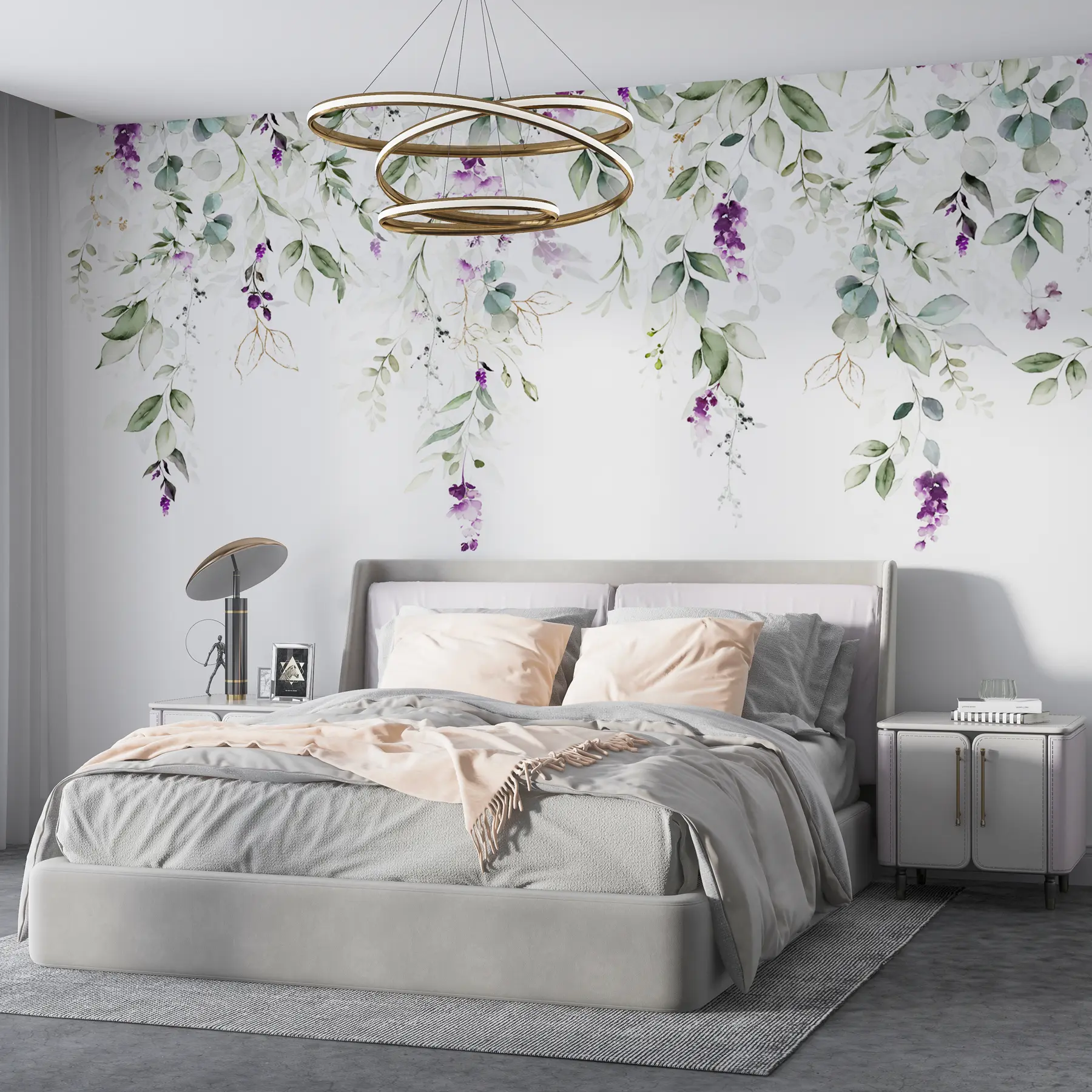 murales de pared composición en acuarela con flores de lavanda u99687