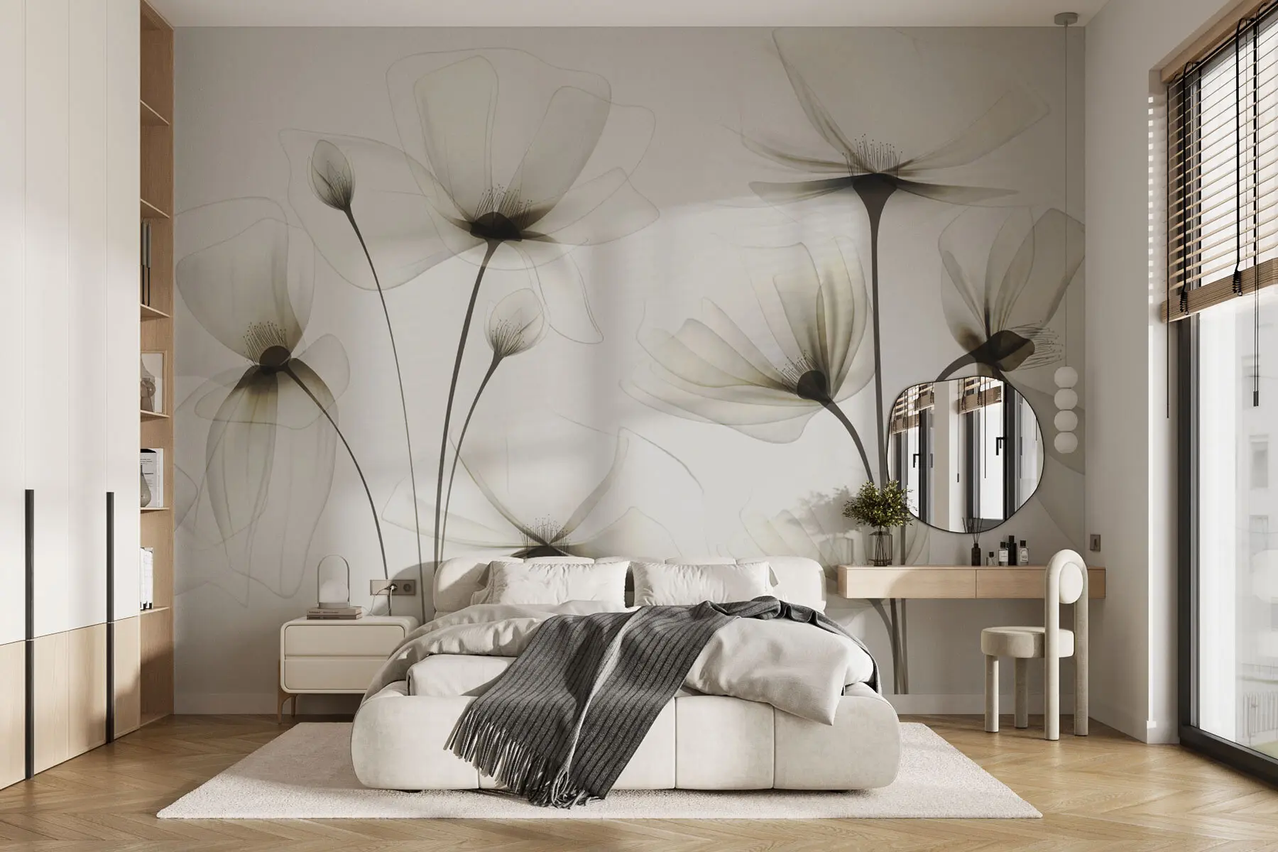 murales de pared Flores de acuarela transparente w00143