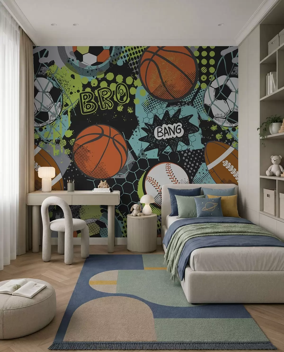 murales de pared Juego de balones de neón u99729