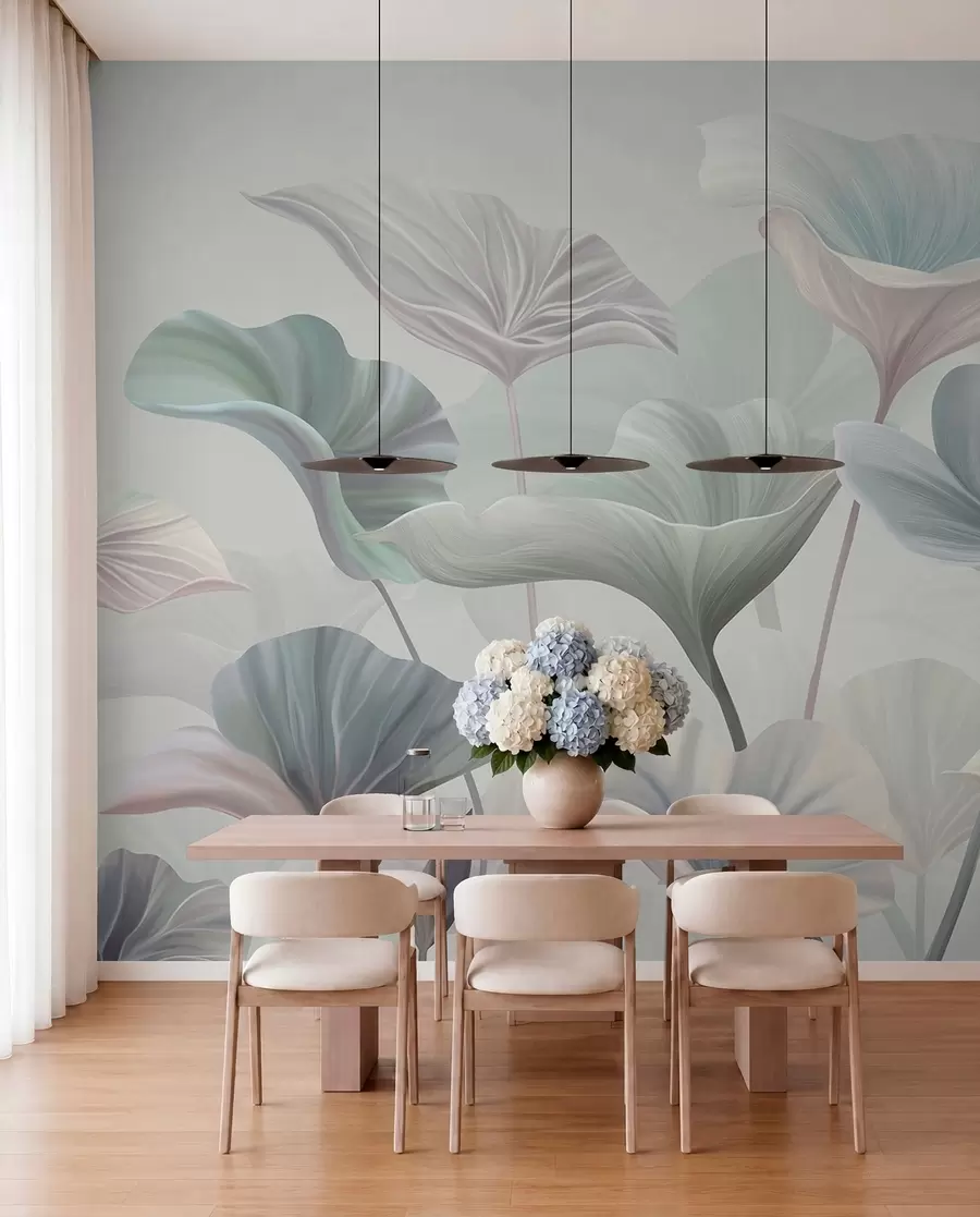 murales de pared Hojas azules desplegadas w00385v2