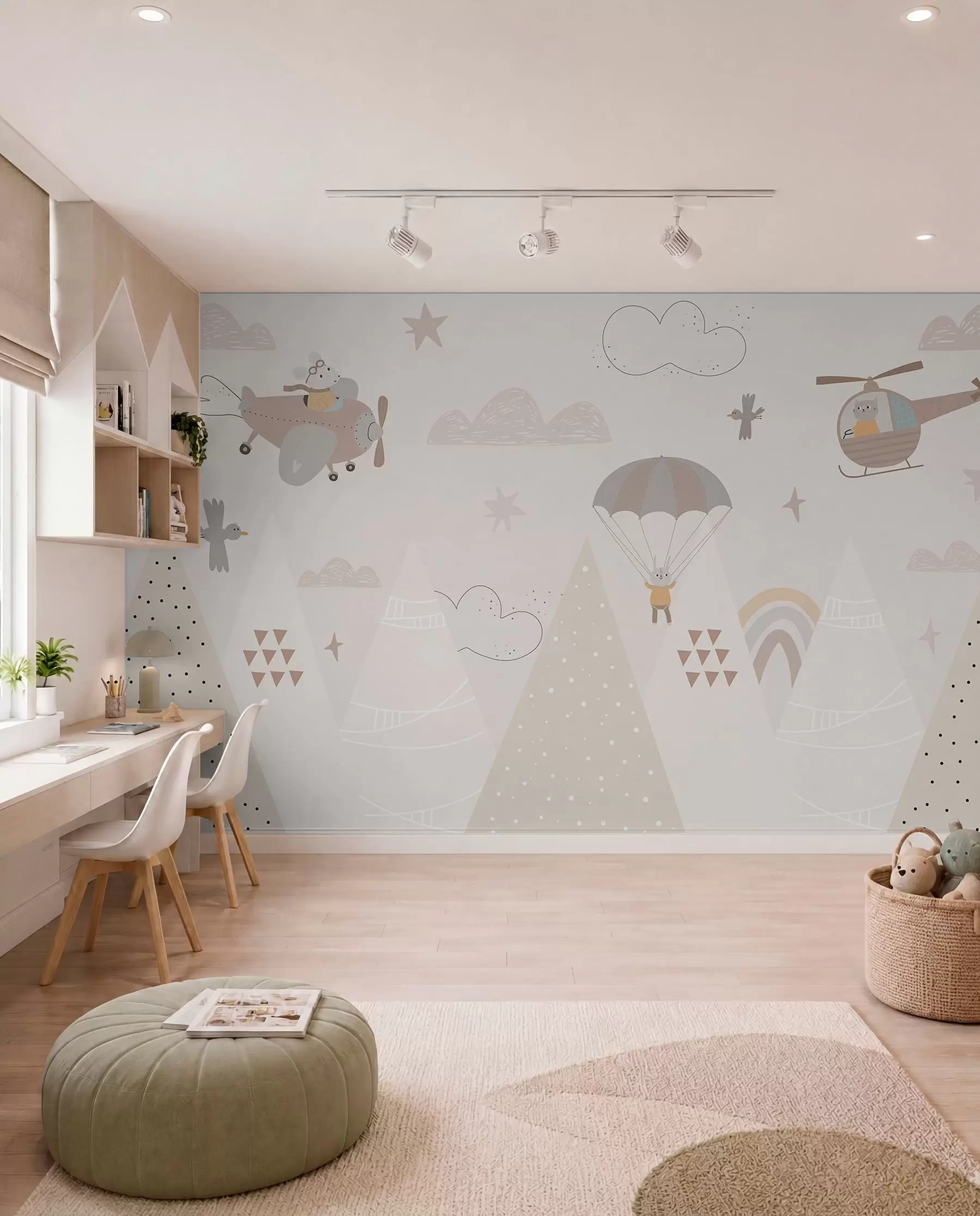 murales de pared Pequeños vuelos entre colinas w00414