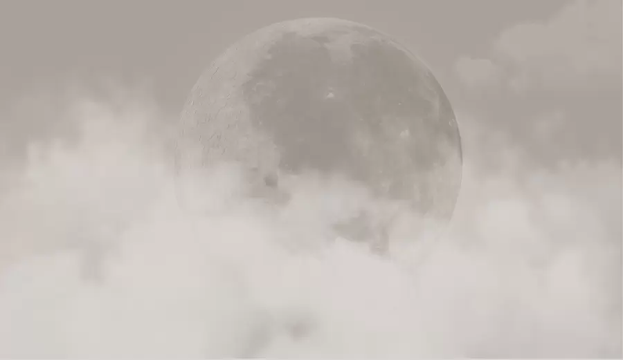 murales de pared Gran luna entre las nubes de color beige estilo loft w00548