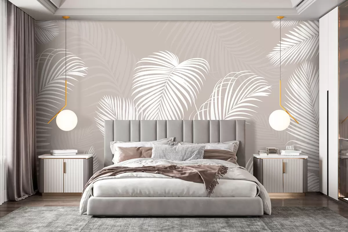 murales de pared La selva tropical deja color beige. w00656