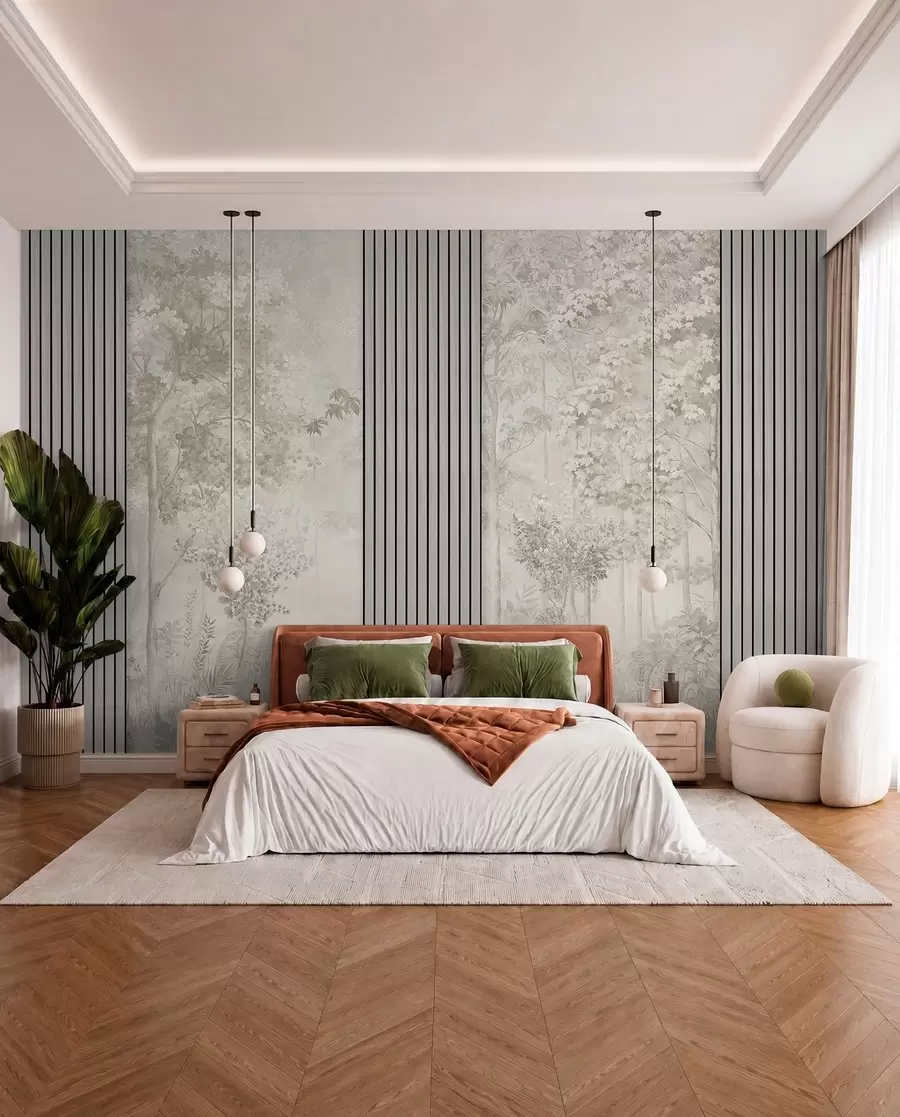 murales de pared Bosque en tonos lino w00670