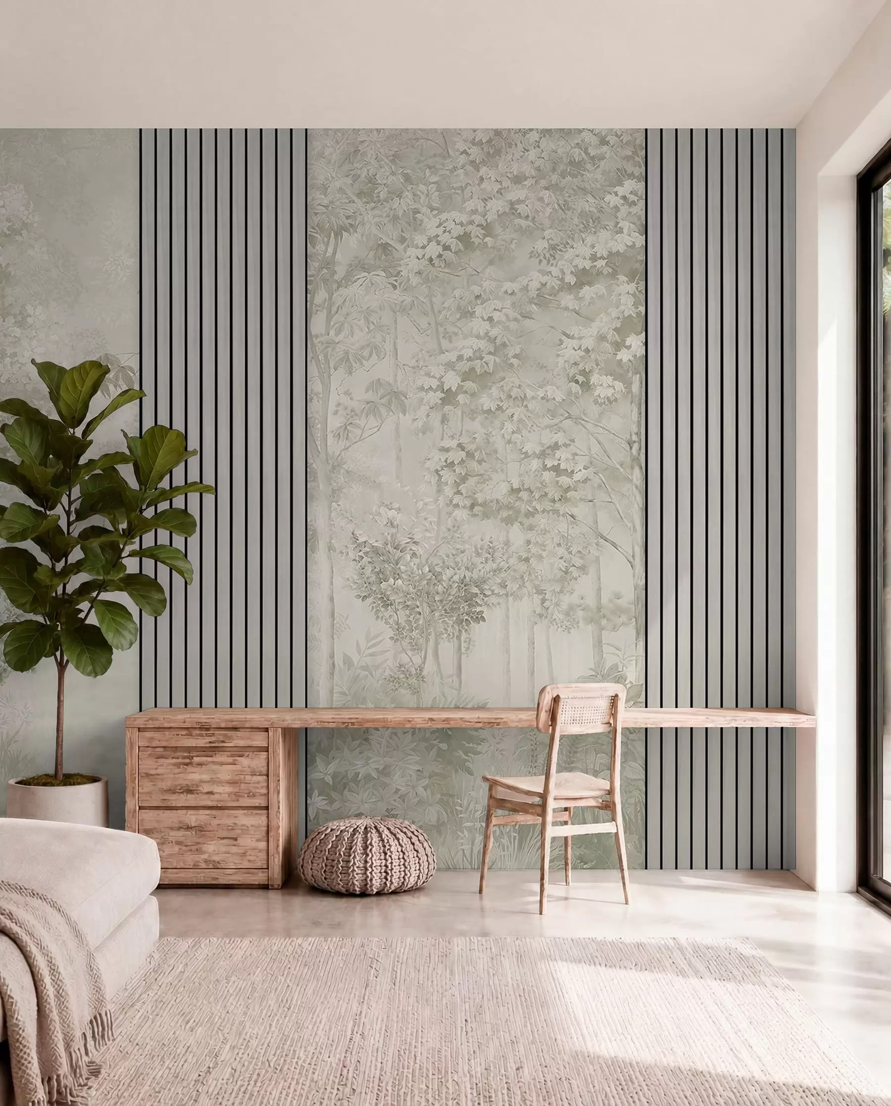 murales de pared Bosque en verde salvia w00670v2
