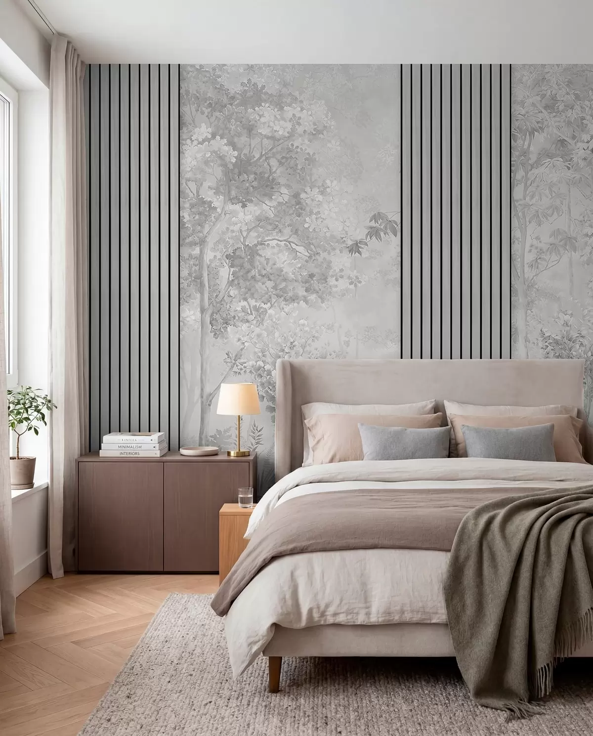 murales de pared Bosque en plata w00670v3