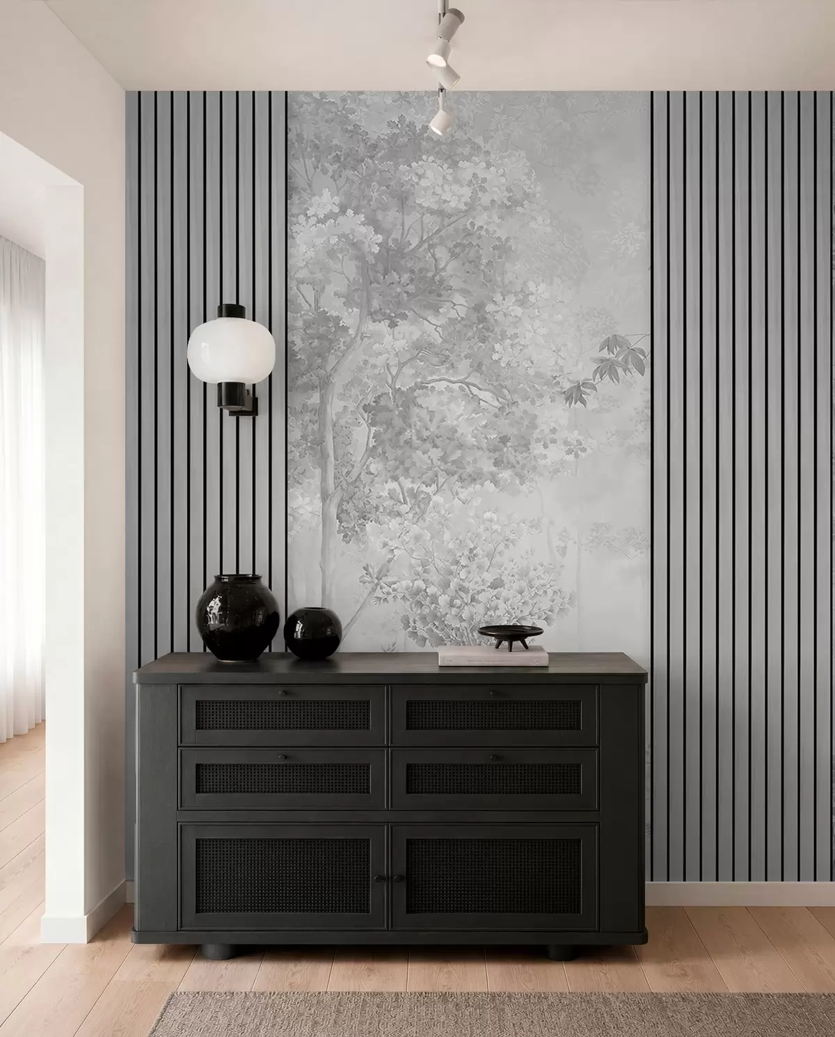 murales de pared Bosque en plata w00670v3