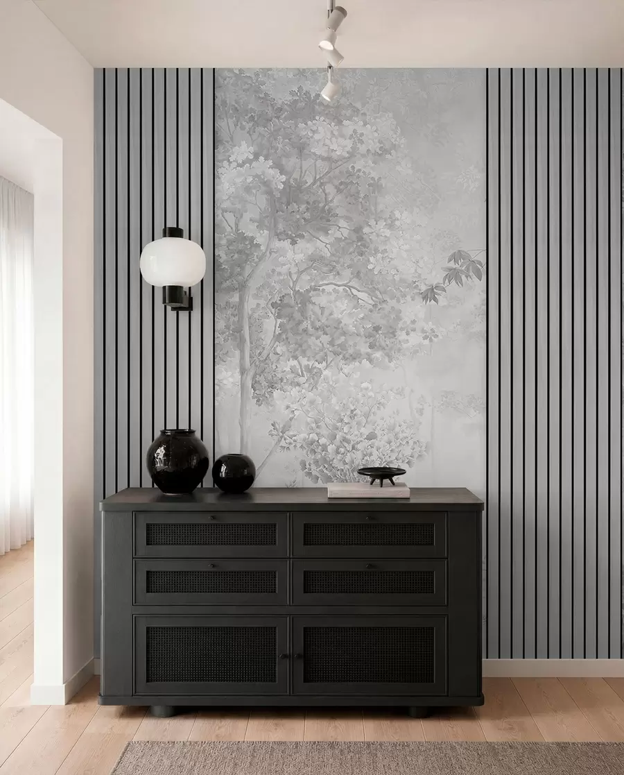 murales de pared Bosque en plata w00670v3