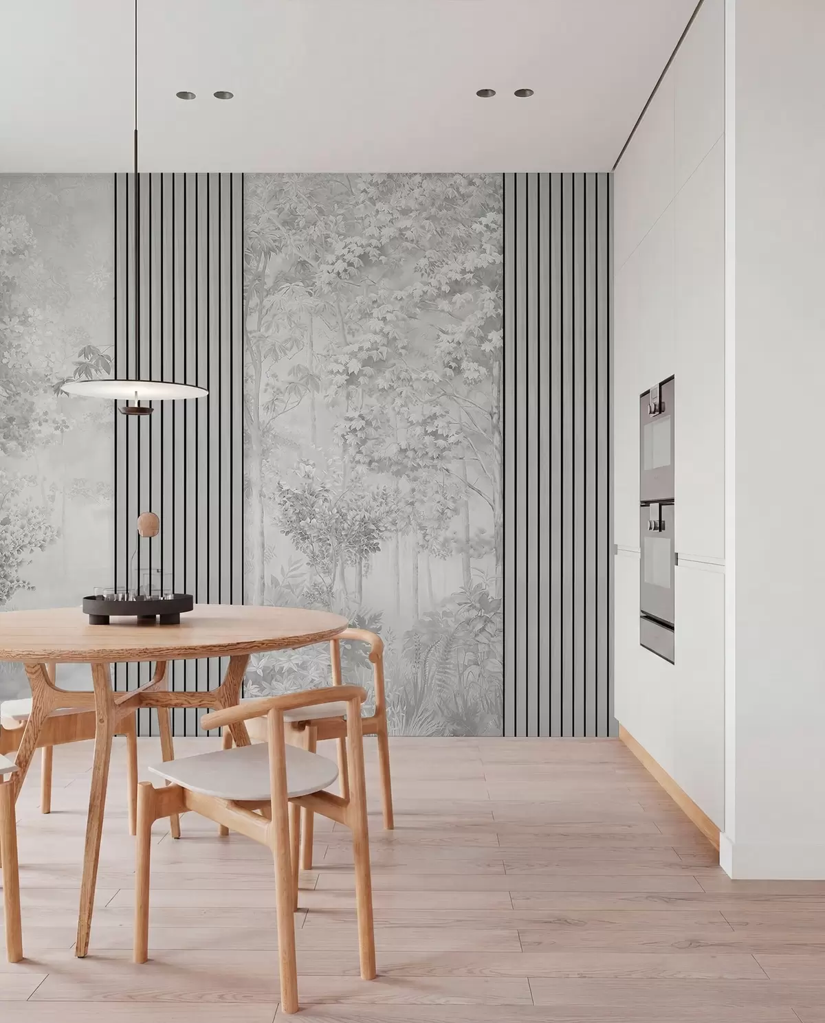 murales de pared Bosque en plata w00670v3