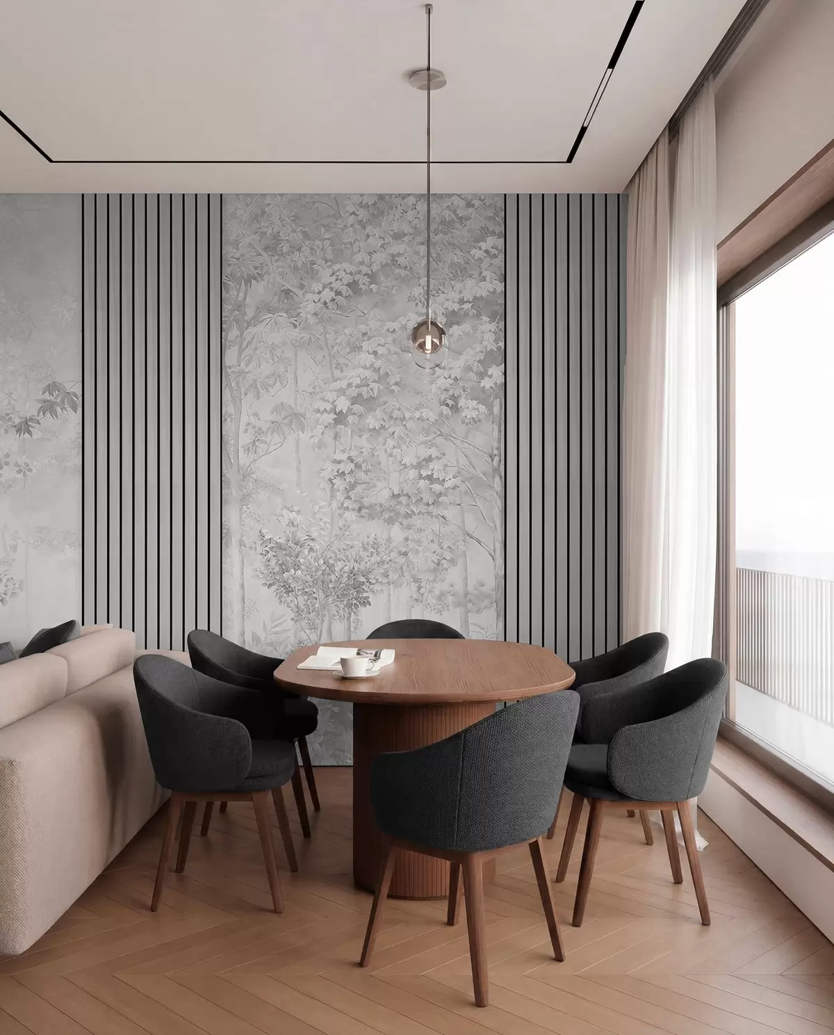 murales de pared Bosque en plata w00670v3