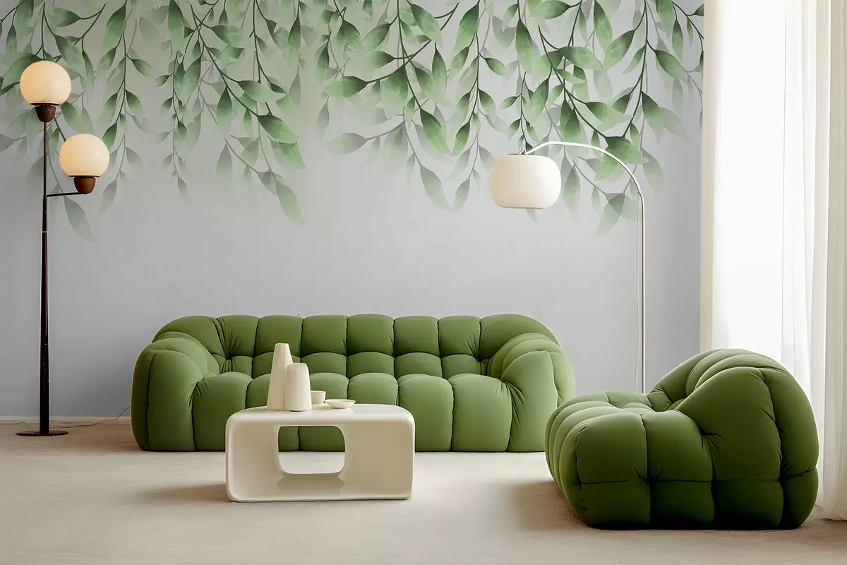 murales de pared Hojas verdes w00772