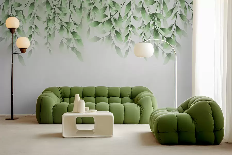 murales de pared Hojas verdes w00772