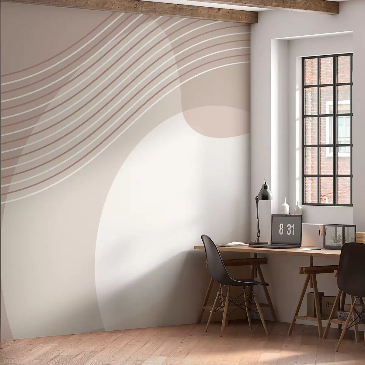 murales de pared Formas geométricas nueva tendencia color beige. w00826