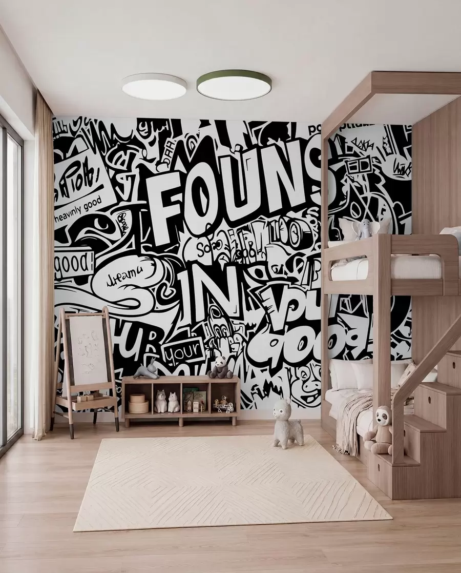 murales de pared Grafiti en blanco y negro w01190