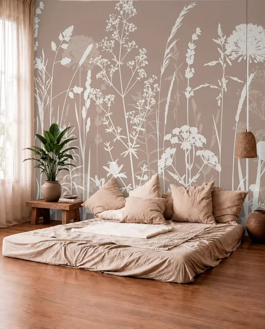 murales de pared Minimalismo de flores y plantas de campo suaves w01270v3