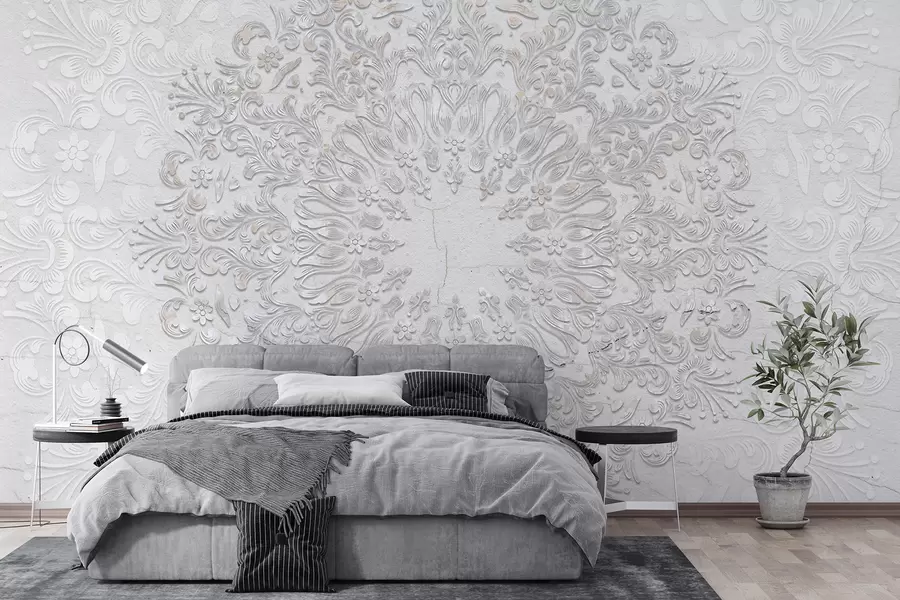 murales de pared Un estampado de mandala muy detallado que crea un hermoso y delicado diseño de encaje w01249
