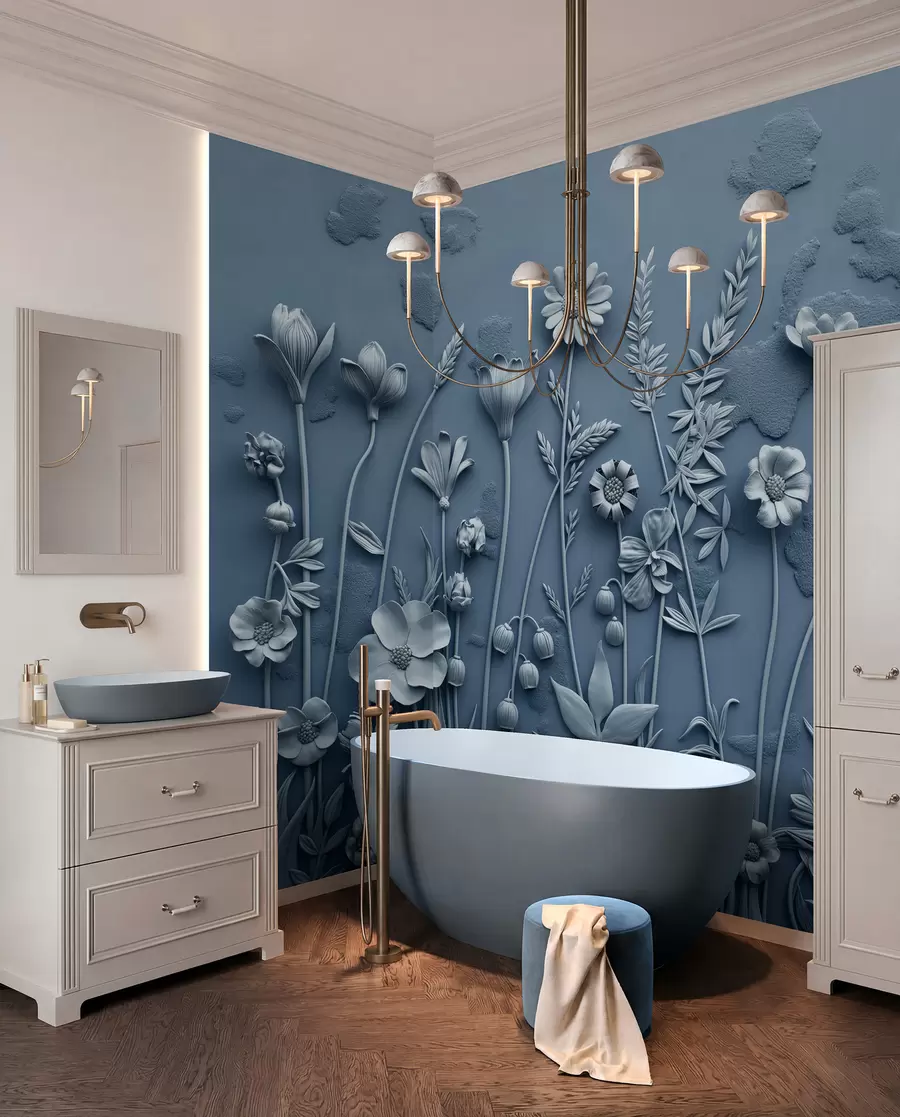 murales de pared Relieve de prado azul w07869