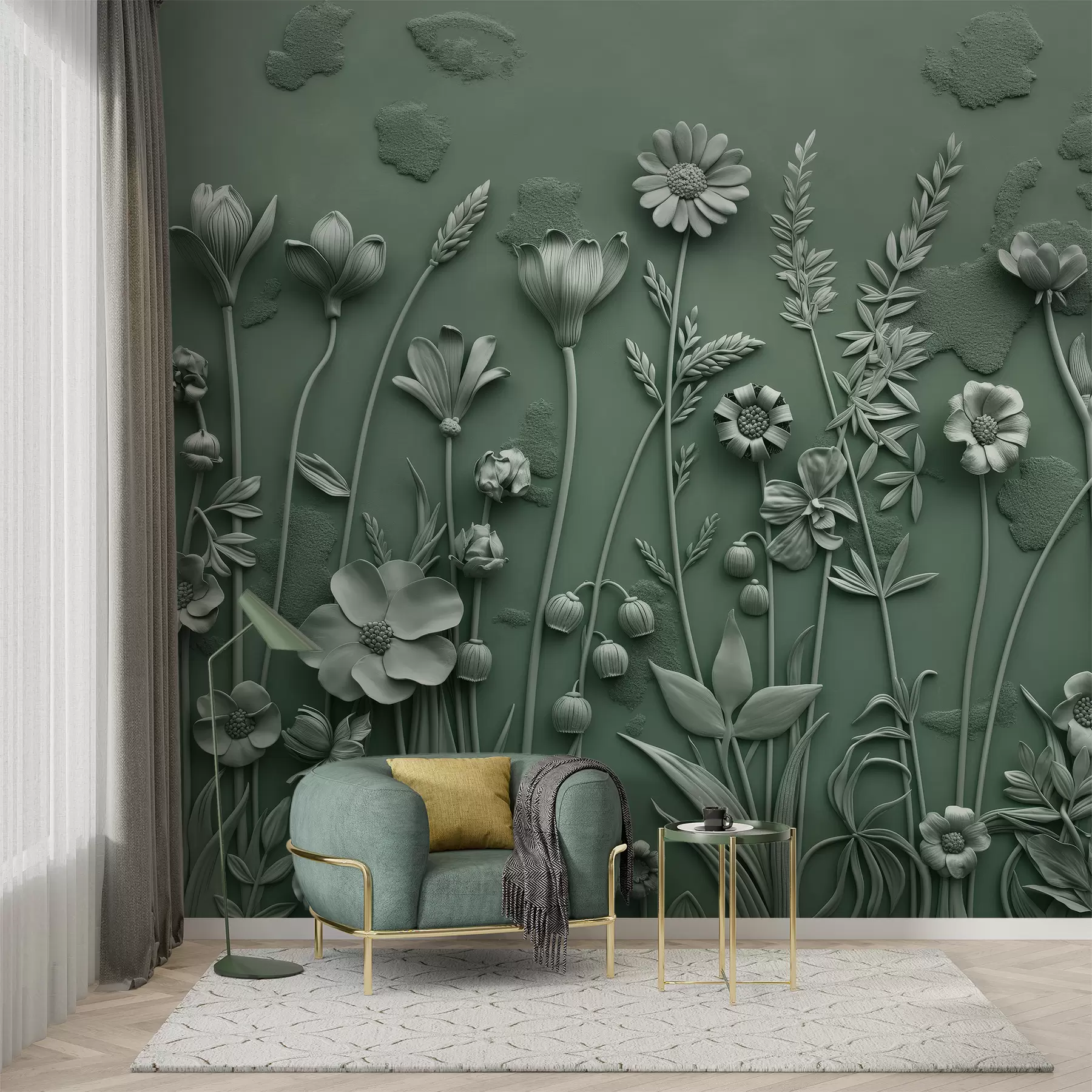 murales de pared Campo de flores 3D w07869v2