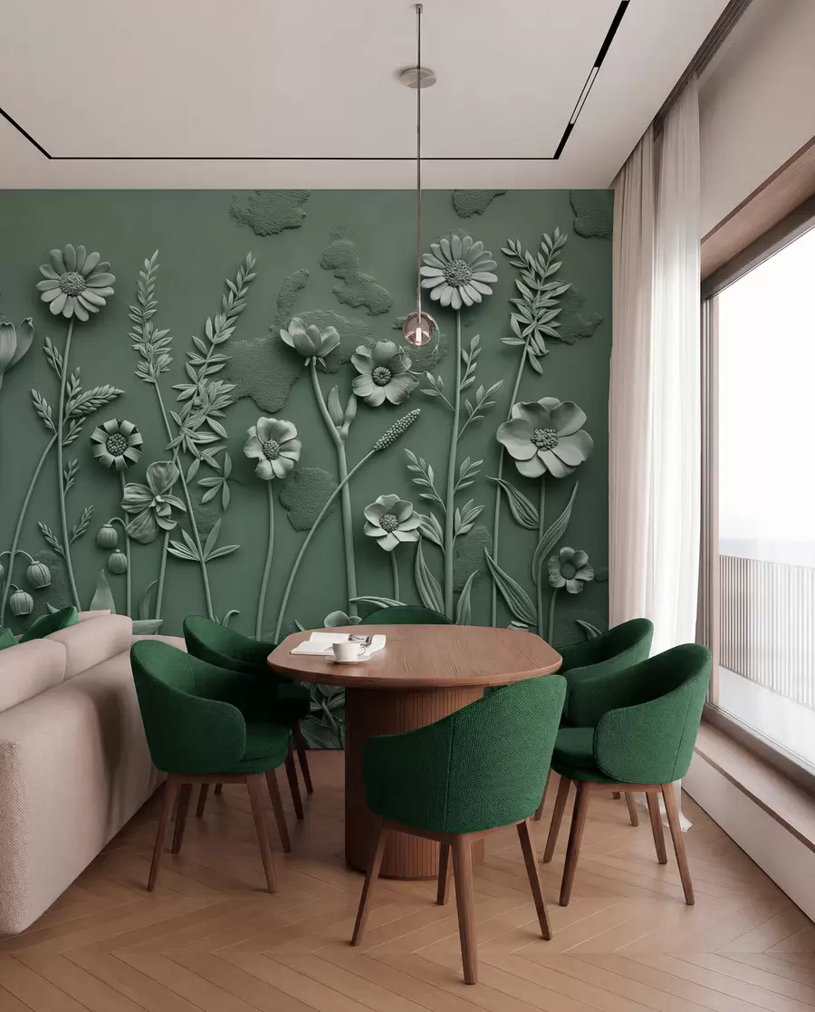 murales de pared Campo de flores 3D w07869v2