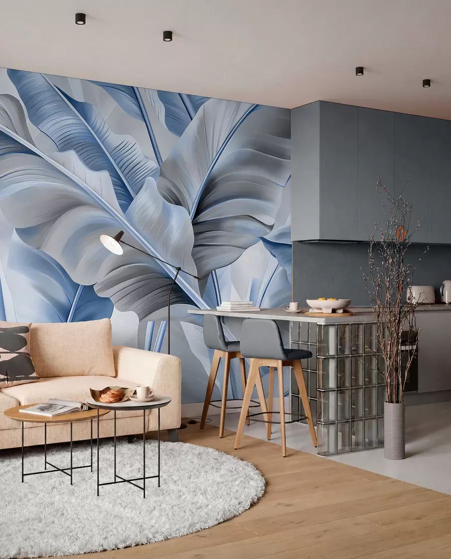 murales de pared Dosel de bananeros azules w07876v1
