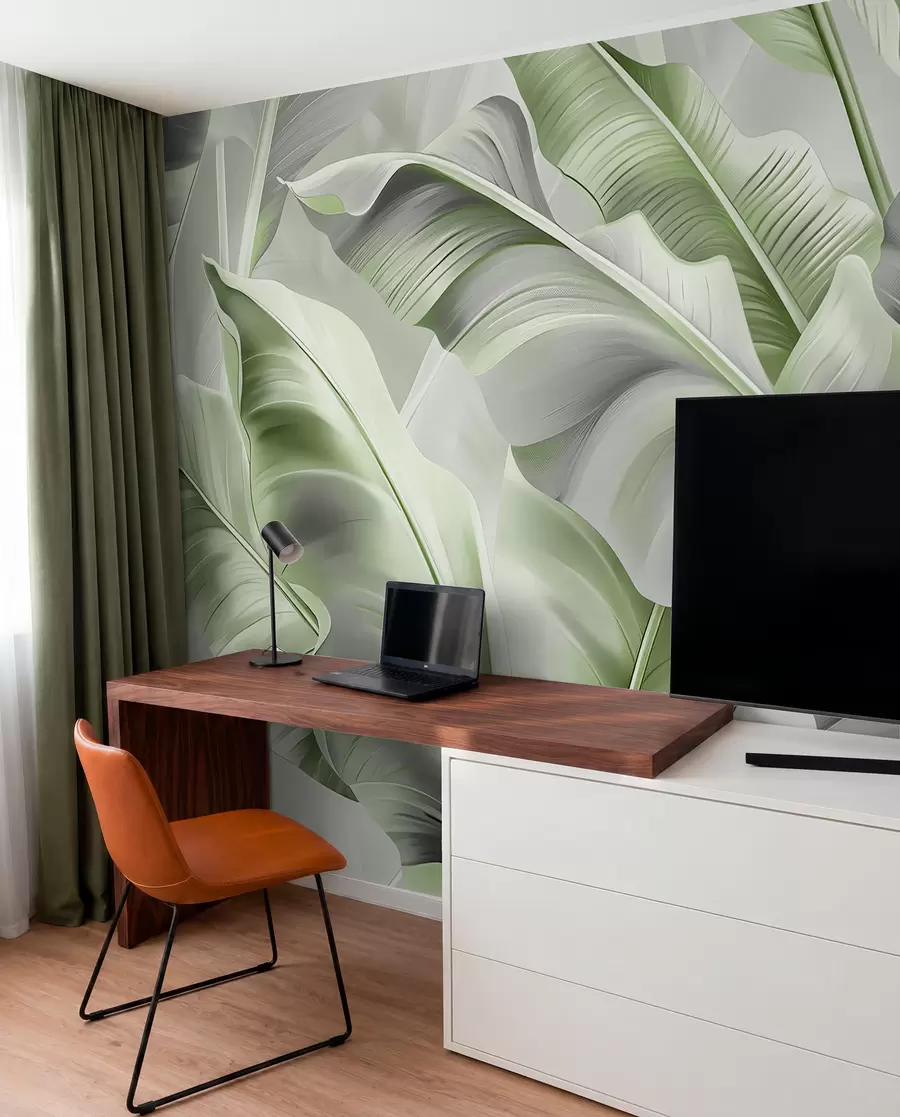 murales de pared Hojas de banano en salvia w07876v3