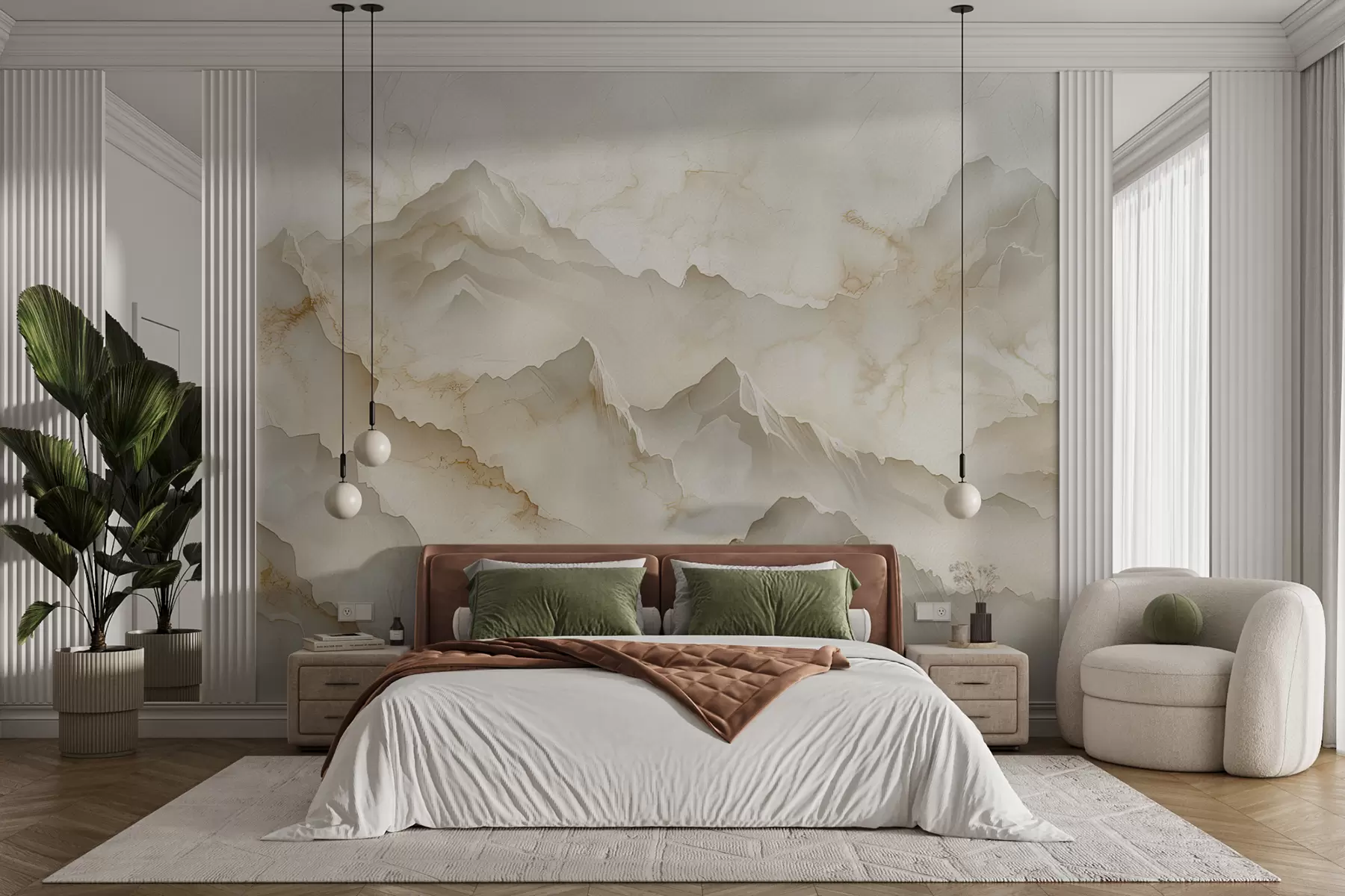 murales de pared Paisaje montañoso con abundantes rocas de estilo ónice melado w01279
