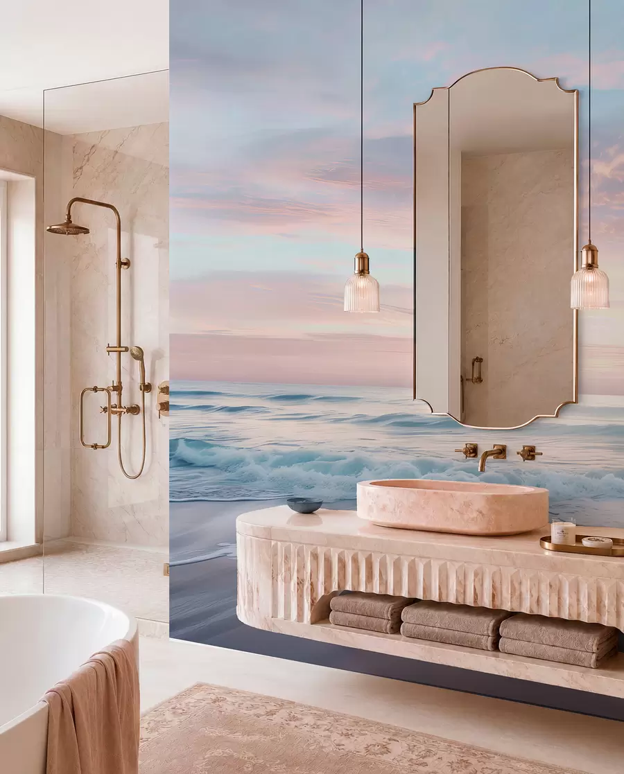 murales de pared Suave terraplén junto al mar w07935