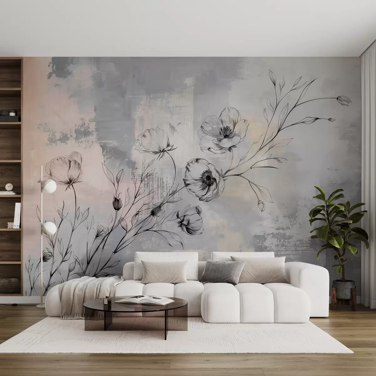murales de pared Rama con flores w07937