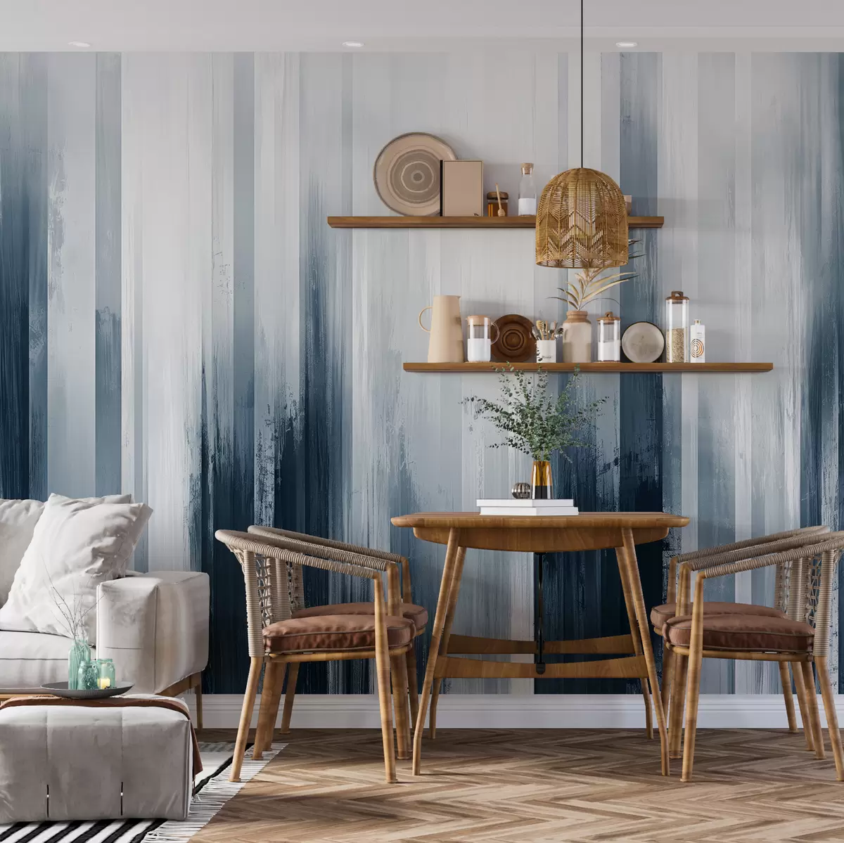 murales de pared fondo abstracto con rayas verticales en colores azules w07945v2