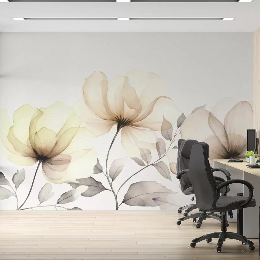 murales de pared flores grandes de acuarela beige w07956v2